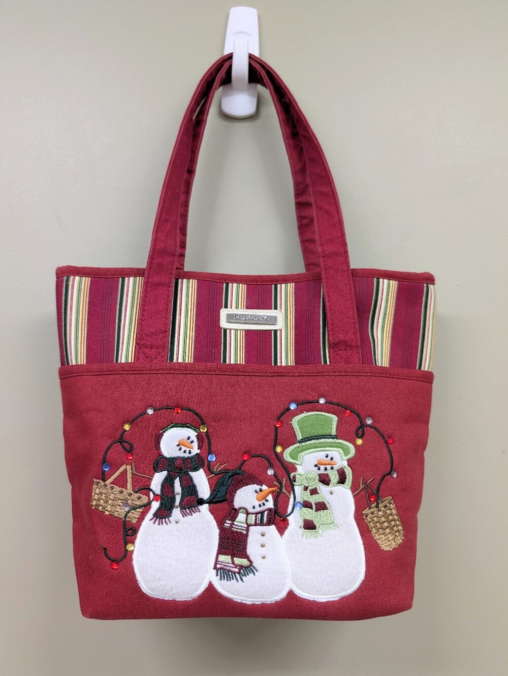 Longaberger Homestead Red Snowman Holiday Tote